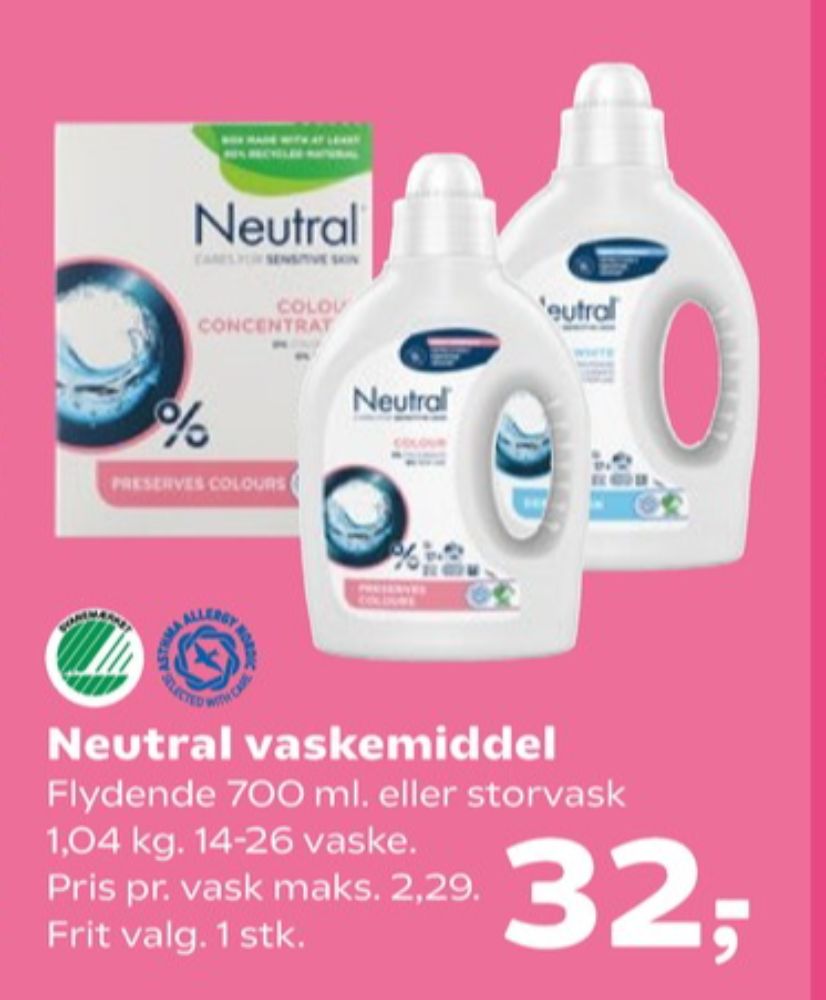 Neutral, Vaskepulver