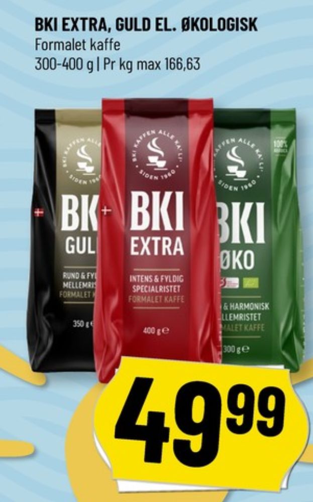 BKI Extra Specialristet, Kaffe Formalet
