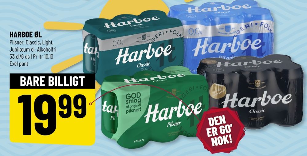 Harboe Classic 0,0%, Øl - Alkoholfri 6 pk.