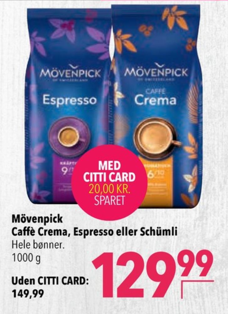 Mövenpick Caffe Crema, Kaffebønner