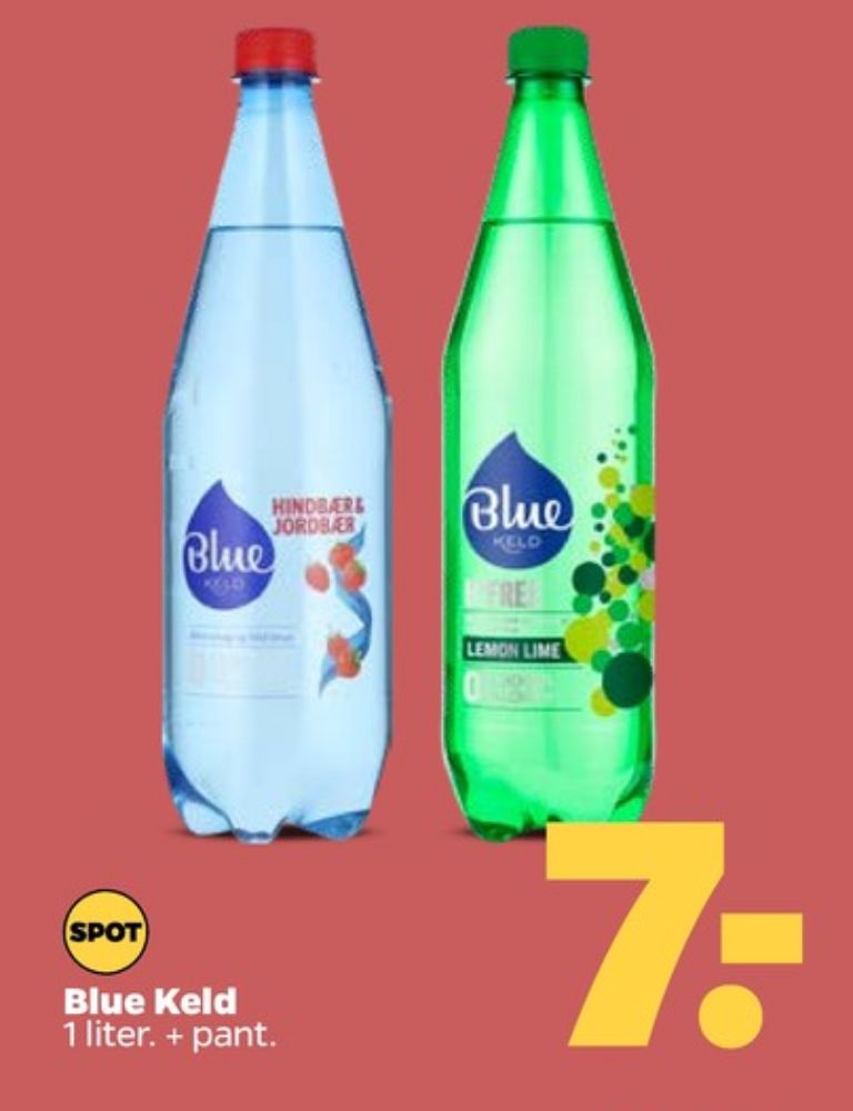 Blue Keld Hindbær & Jordbær, Mineralvand med brus, hindbær og jordbær