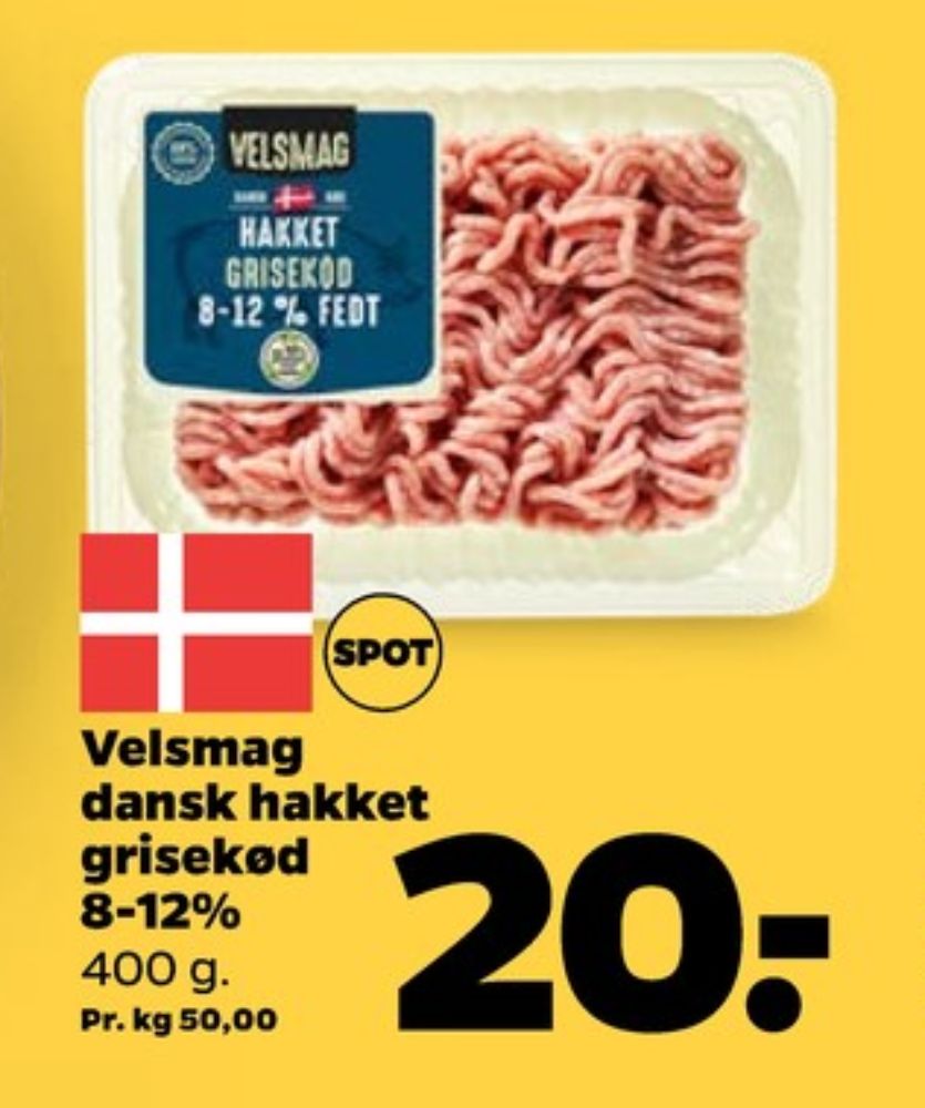 Velsmag, Hakket grisekød 8-12%