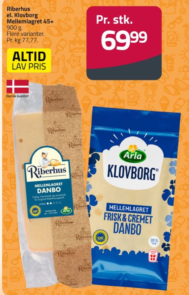 Klovborg, Skæreost Danbo Mellemlagret 45+