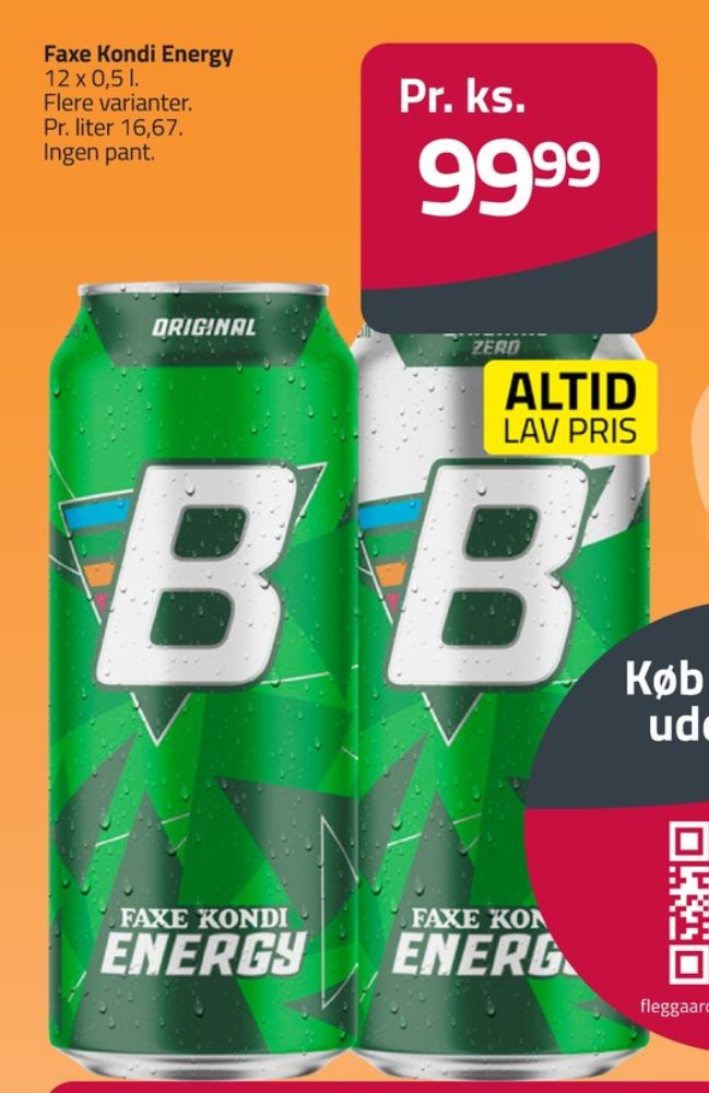 Faxe Kondi Booster Zero, Energidrik 12 pk.