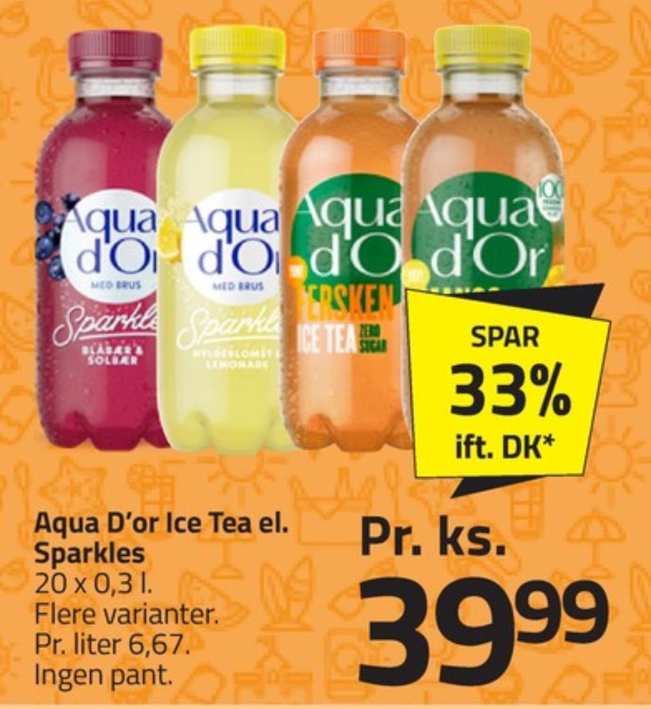 Aqua d'Or Sparkles, Mineralvand med brus blåbær og solbær 20 pk.