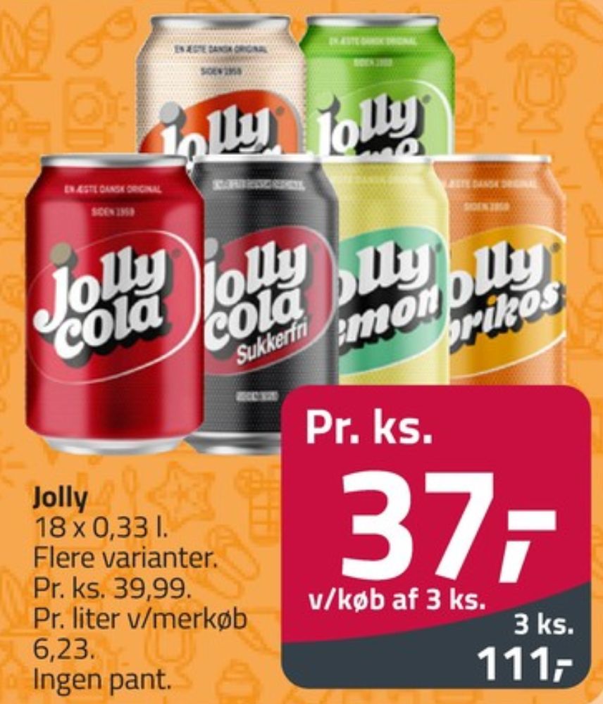 Jolly Appelsin Sukkerfri, Appelsinsodavand 18 pk.