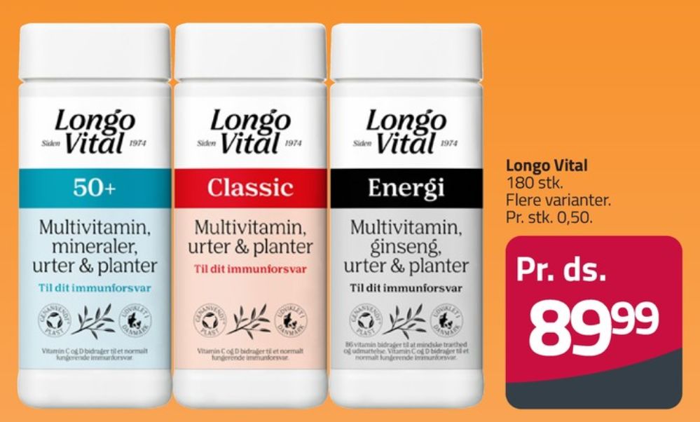 Longo Vital, Vitaminer