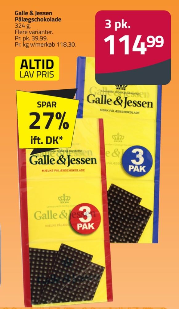 Galle & Jessen, Pålægschokolade Mørk