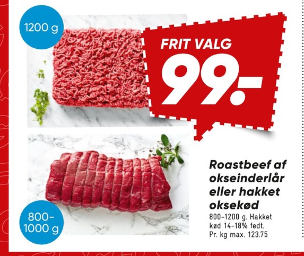 Hakket oksekød 14-18%