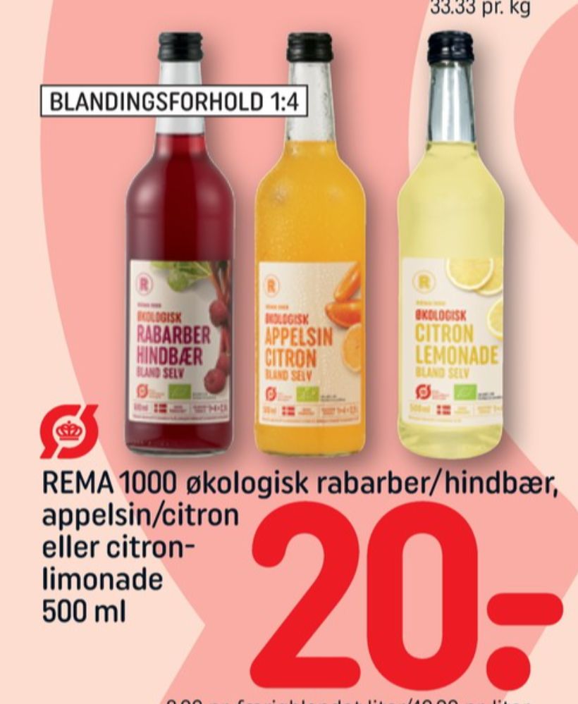 Rema 1000, Rabarber & Hindbær Frugtdrik