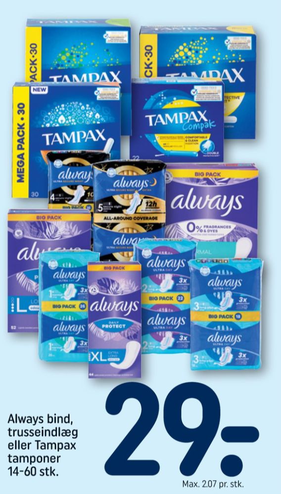 Tampax, Tamponer