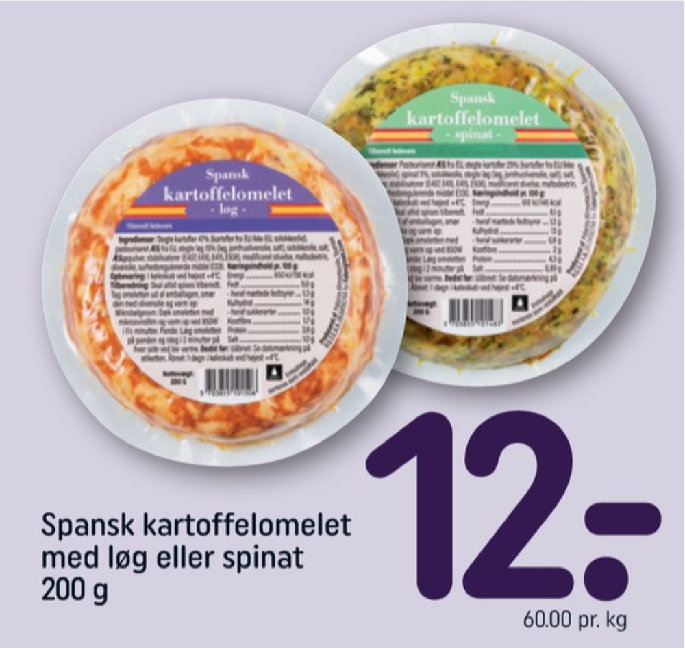 Kartoffelomelet Spinat