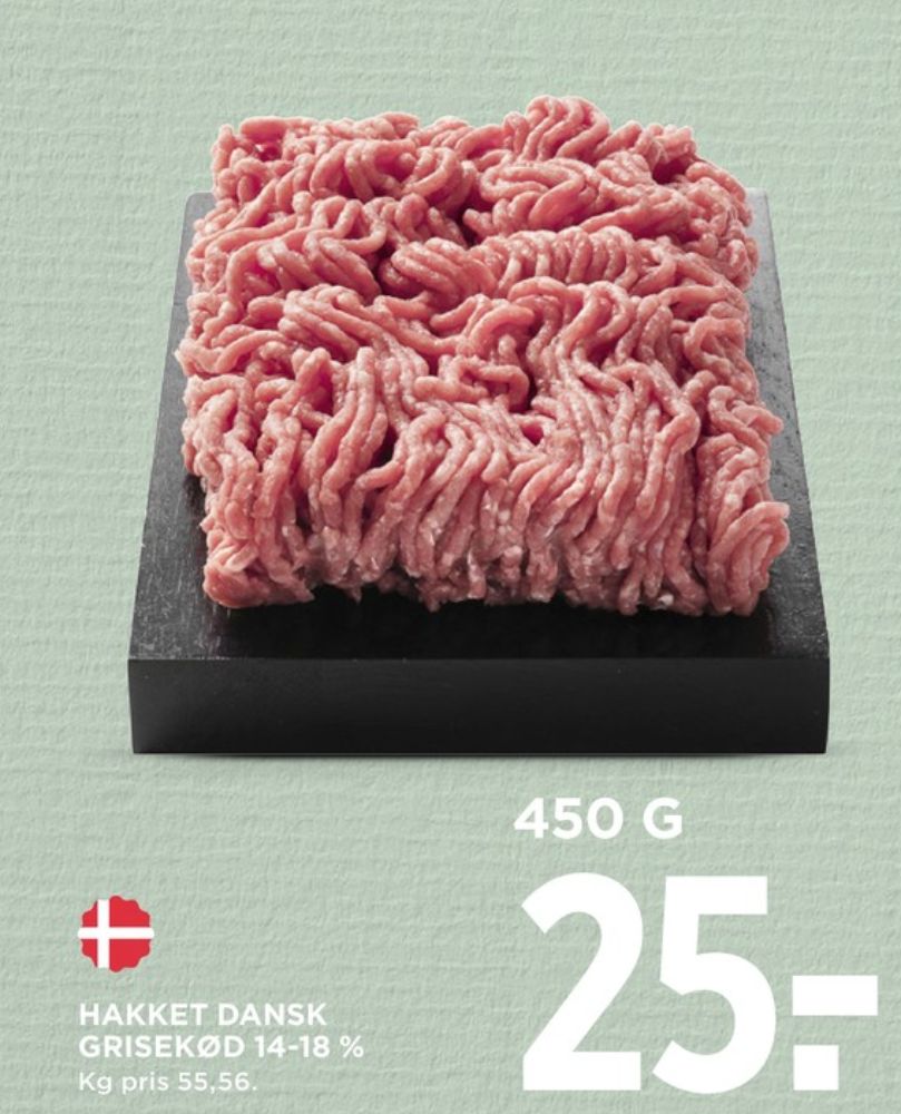 Gestus, Hakket grisekød 14-18%