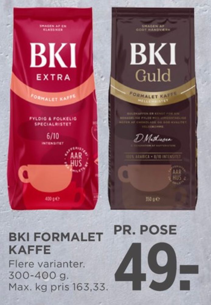 BKI Extra Specialristet, Kaffe Formalet