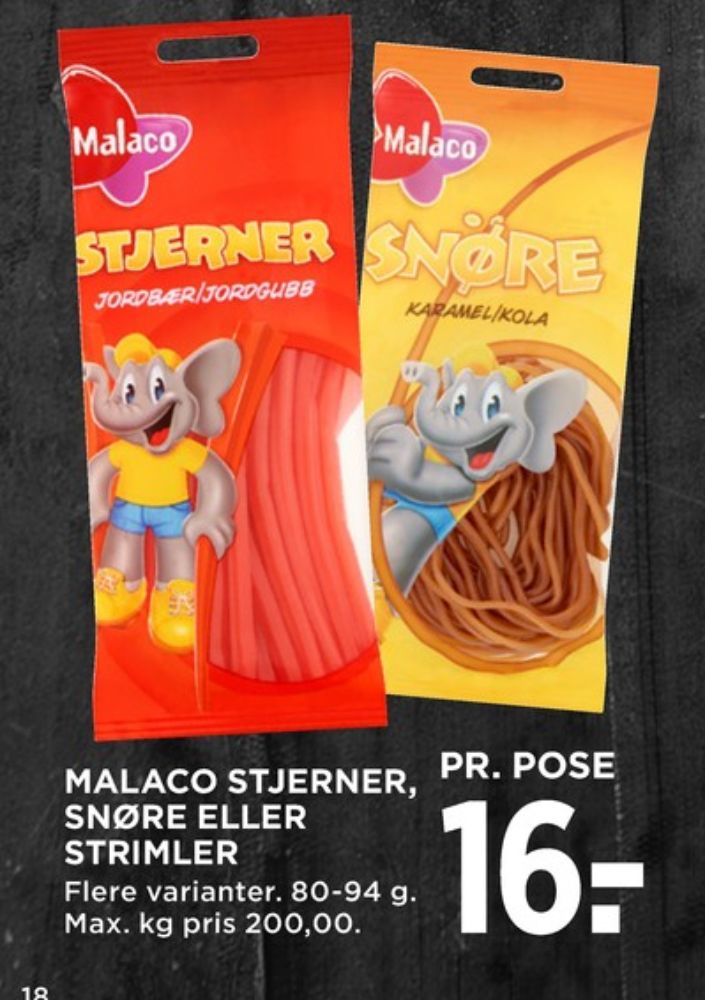 Malaco, Sliksnører Jordbær