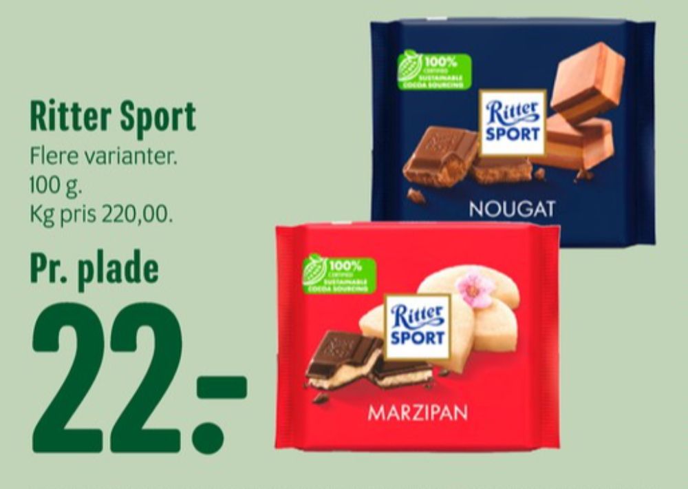 Ritter Sport, Chokoladeplade Marzipan