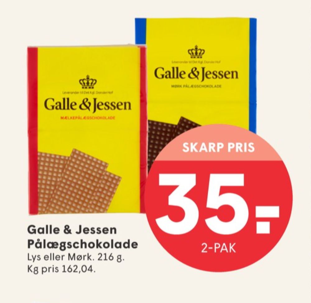 Galle & Jessen, Pålægschokolade Mælk