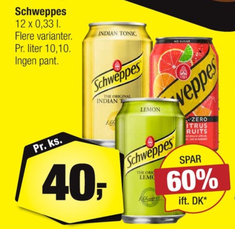 Schweppes Citrus Fruits Zero, Sodavand 12 pk.