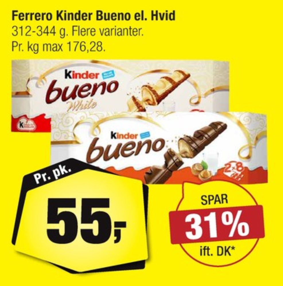Kinder Bueno, Chokoladestænger