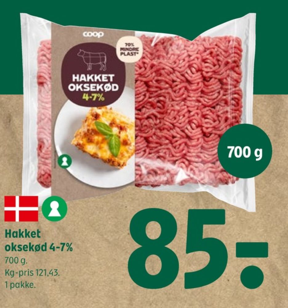 Coop, Hakket oksekød 4-7%