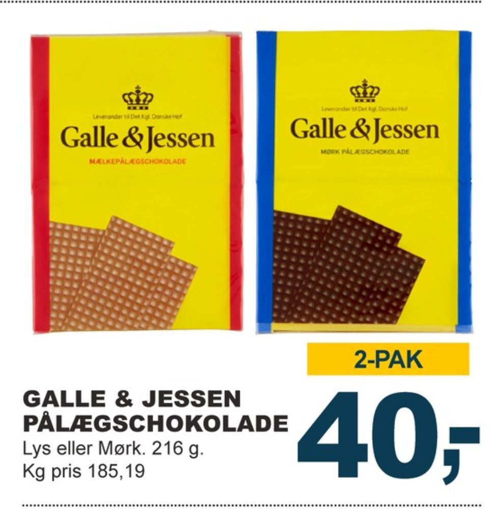 Galle & Jessen, Pålægschokolade Mælk