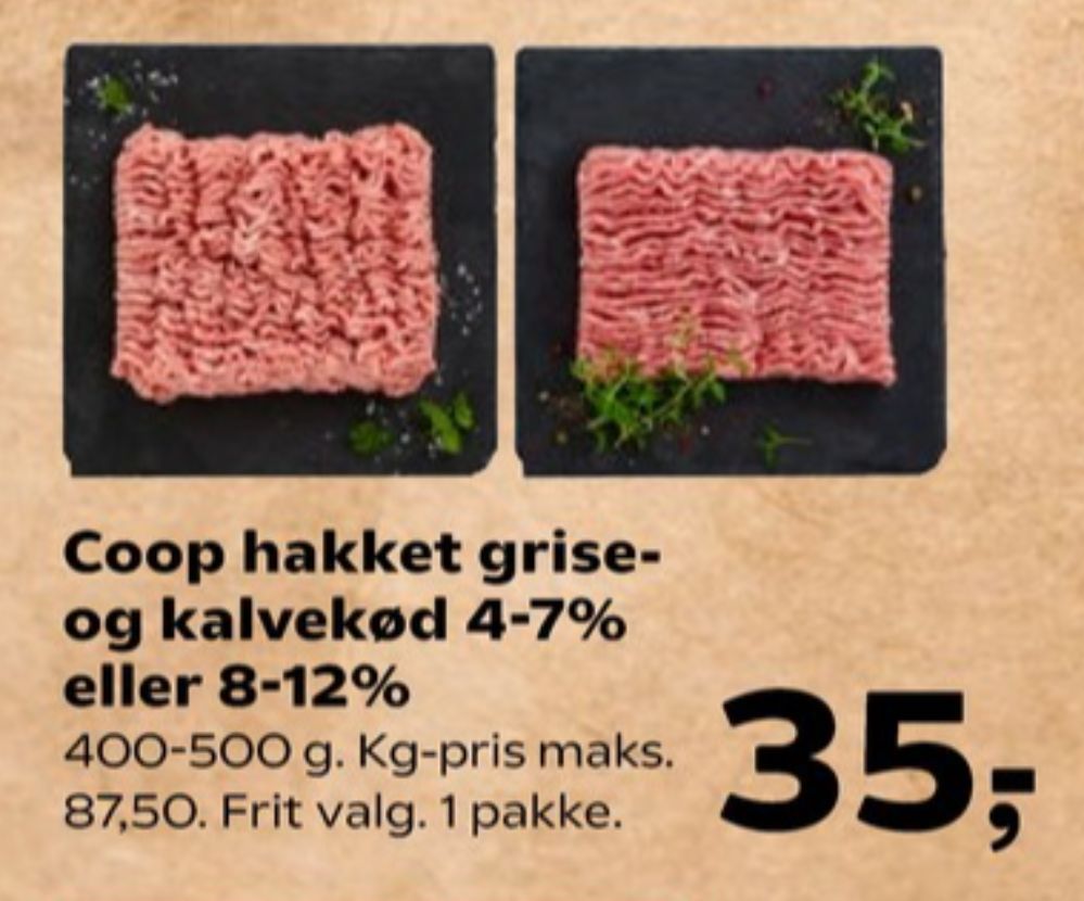 Coop, Hakket kalv og grisekød 8-12%