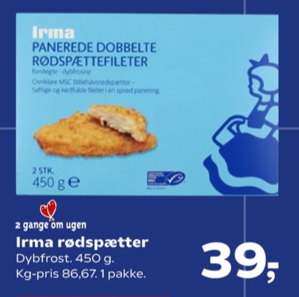 Irmas, Rødspættefileter