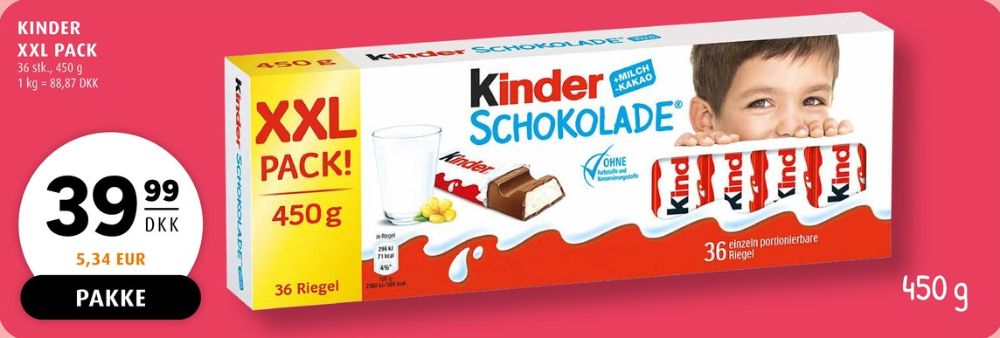 Kinder Chocolate, Chokoladestænger