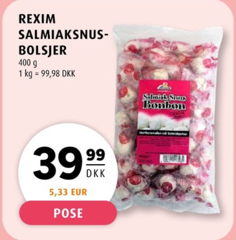 Rexim Salmiak Snus Bonbon, Bolsjer