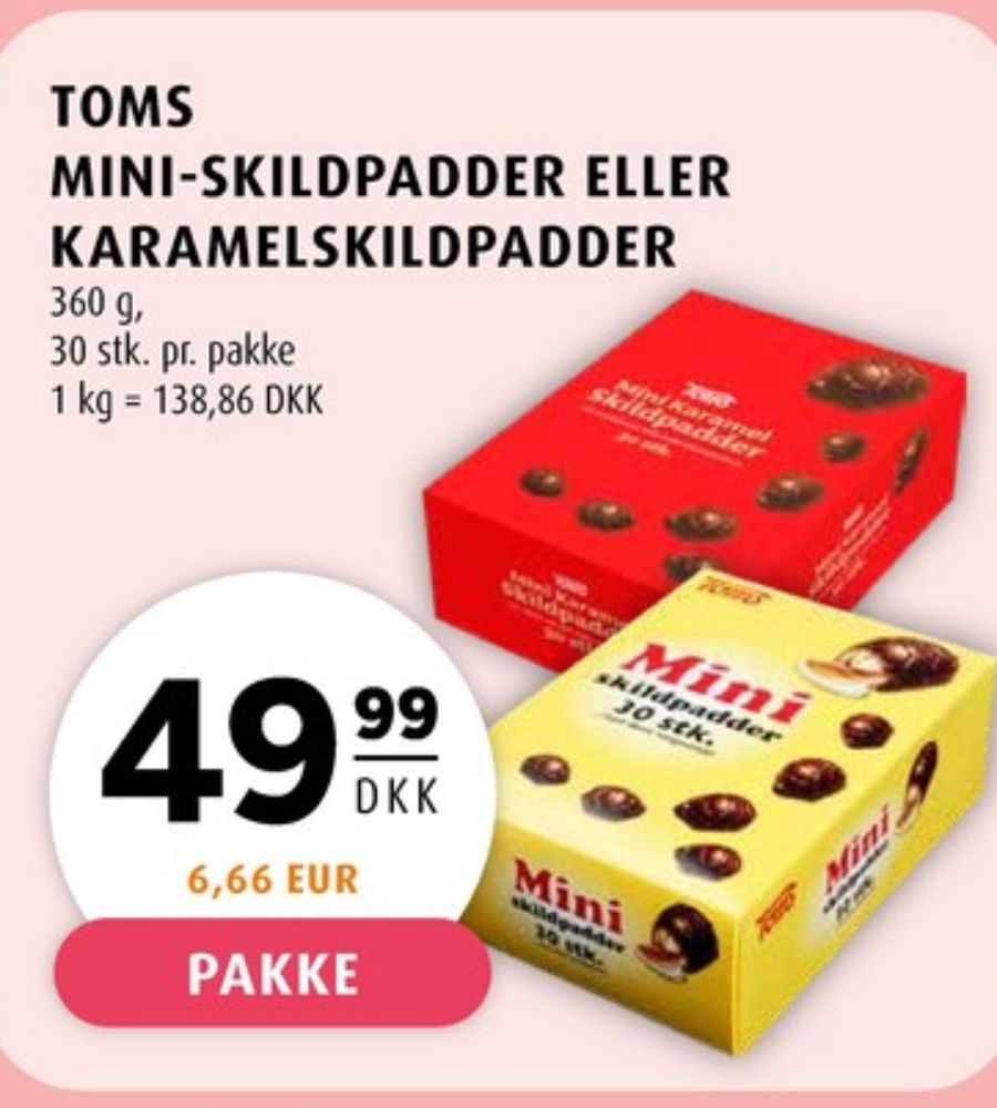 Toms Mini Karamel Skildpadder, Chokoladeskildpadder