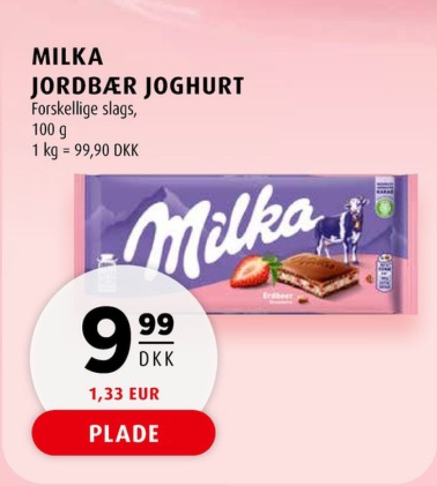 Milka, Chokoladeplade Erdbeer Joghurt