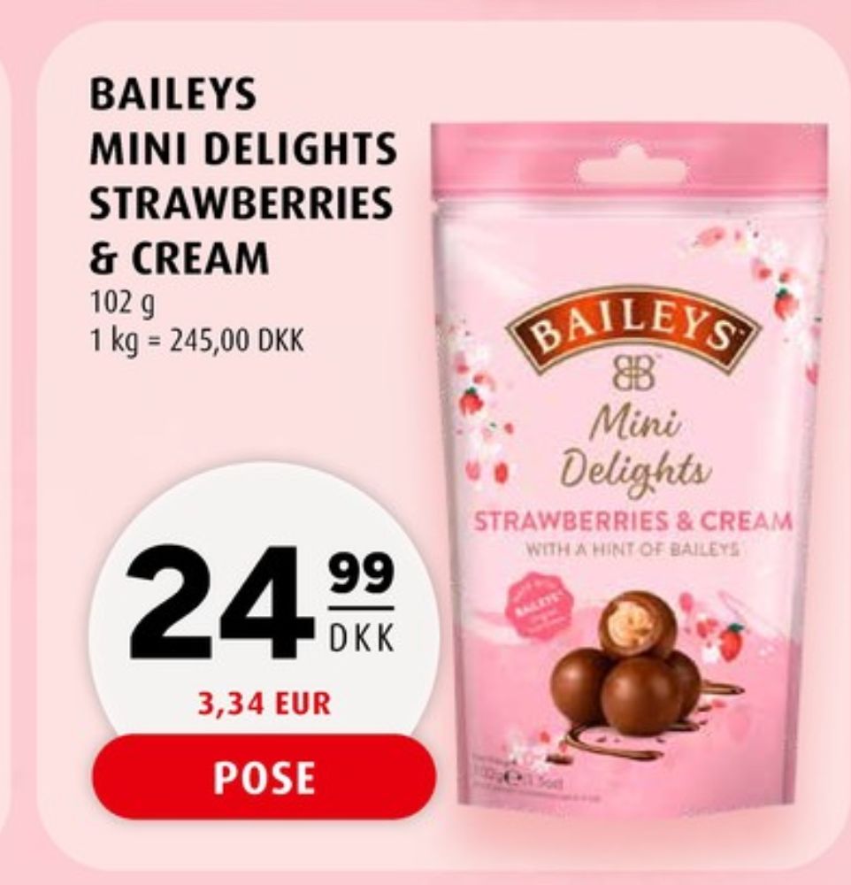 Bailey Mini Delights, Chokoladekugler Strawberries & Cream