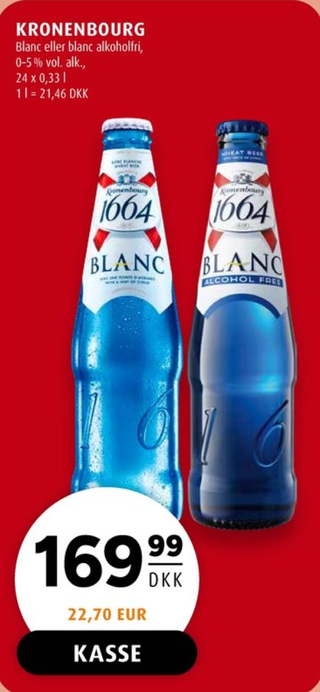 Kronenbourg 1664 Blanc 0,0%, Øl - Alkoholfri 24 pk.