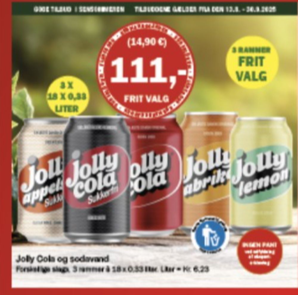 Jolly Appelsin Sukkerfri, Appelsinsodavand 18 pk.