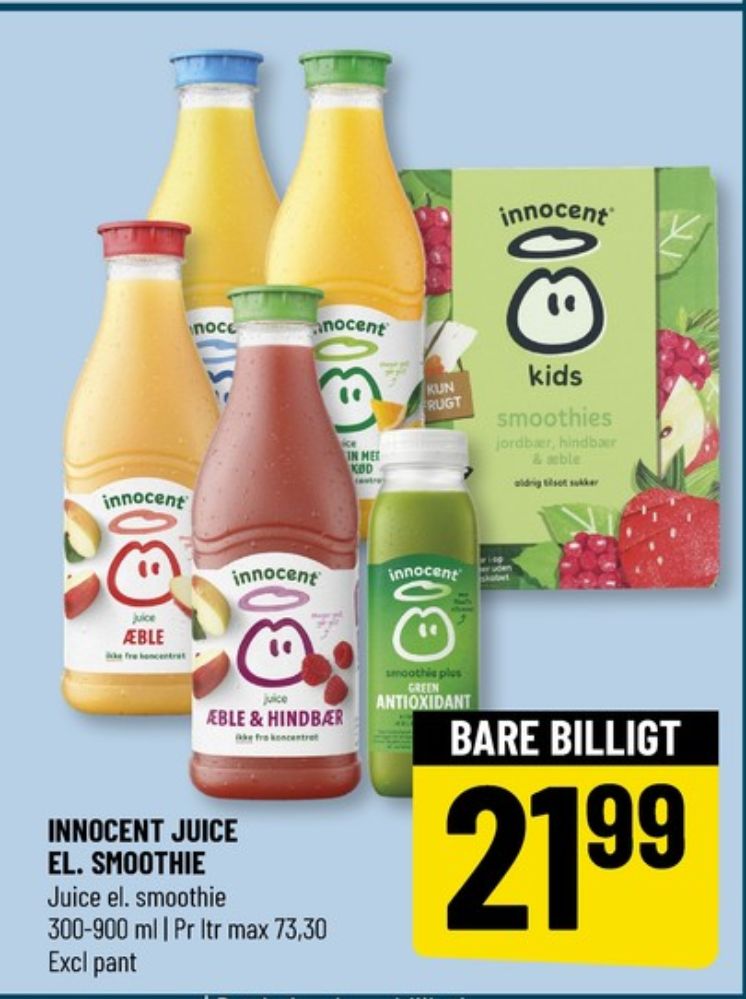 innocent Kids, Jordbær, Hindbær & Æble Smoothie 