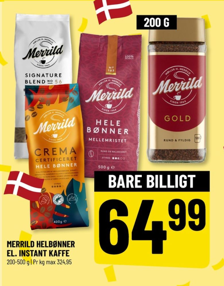 Merrild Mellemristet, Kaffebønner
