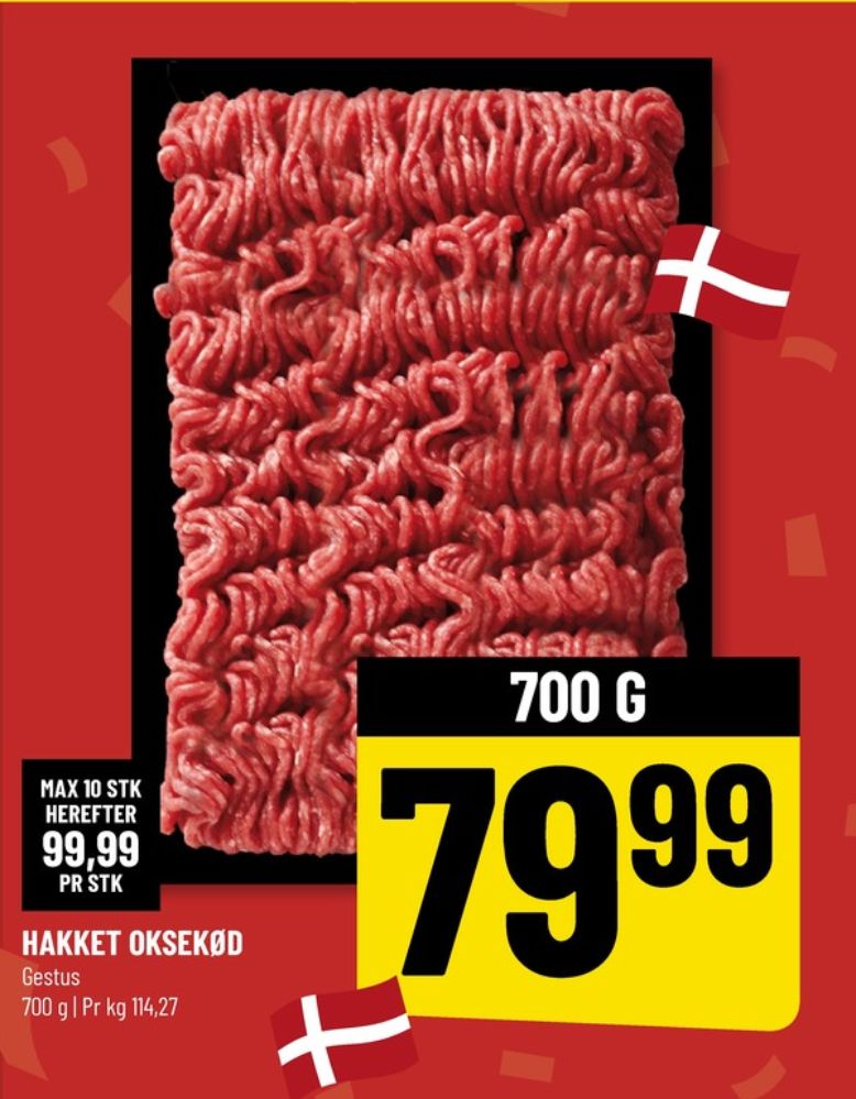Hakket oksekød 8-12%