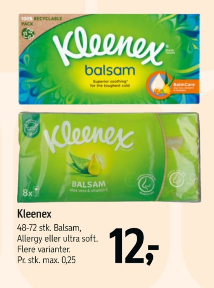 Kleenex, Lommetørklæder