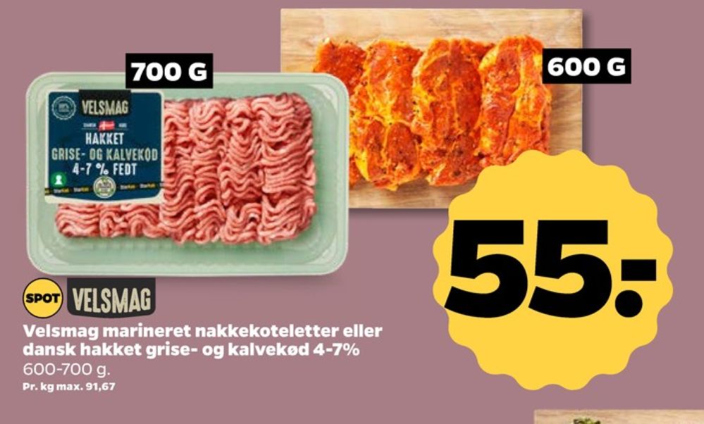 Velsmag, Hakket kalv og grisekød 4-7%
