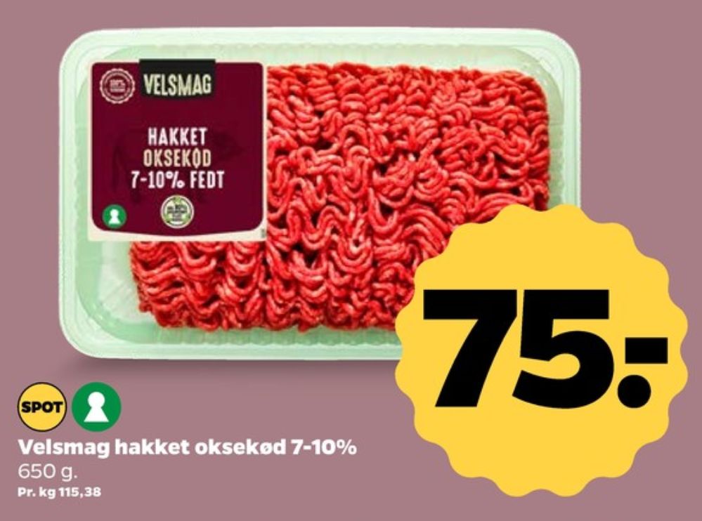 Velsmag, Hakket oksekød 7-10%