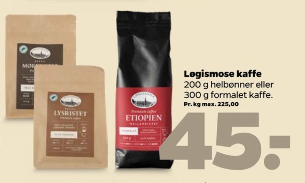 Løgismose Mørkristet, Kaffebønner