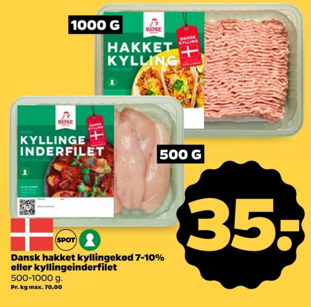 Rose, Hakket kylling 7-10%