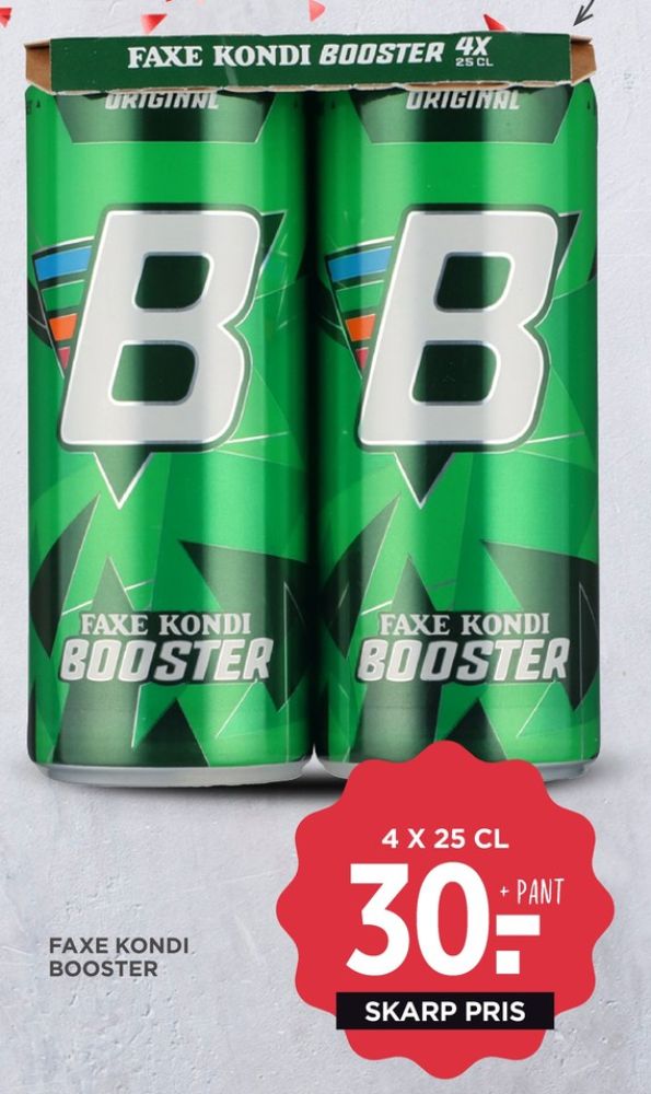 Faxe Kondi Booster , Energidrik 4 pk.