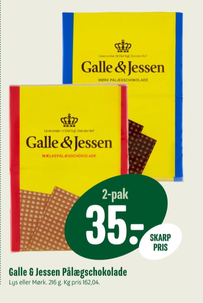 Galle & Jessen, Pålægschokolade Mørk
