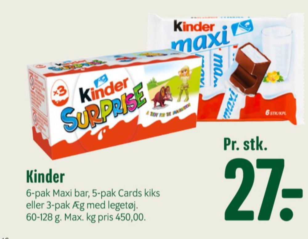 Kinder Maxi, Chokoladestænger