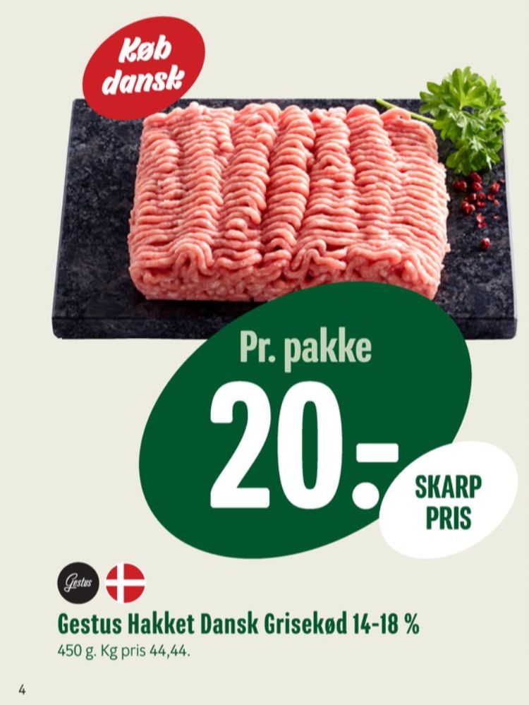 Gestus, Hakket grisekød 14-18%