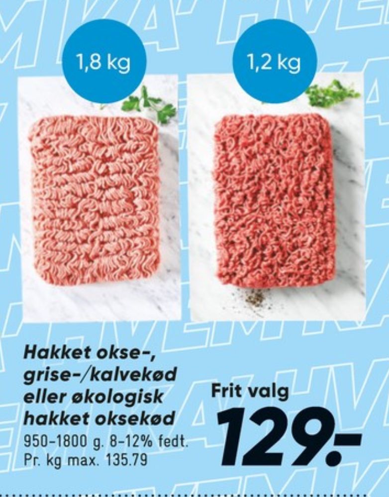 Hakket kalv og grisekød 8-12%