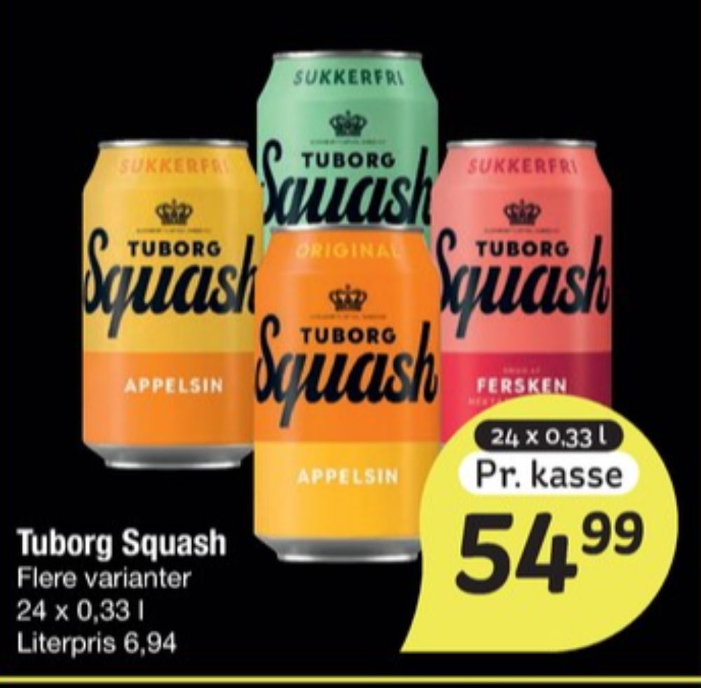 Tuborg Squash, Appelsinsodavand Sukkerfri 24 pk.
