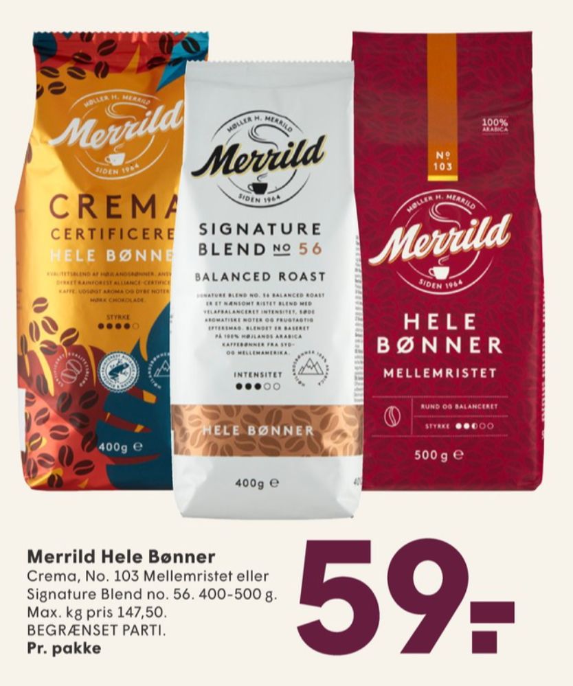 Merrild Mellemristet, Kaffebønner