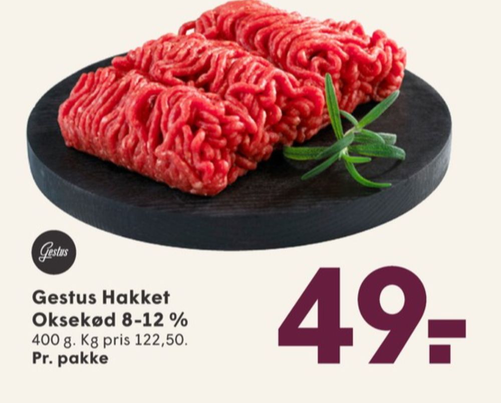 Gestus, Hakket oksekød 8-12%